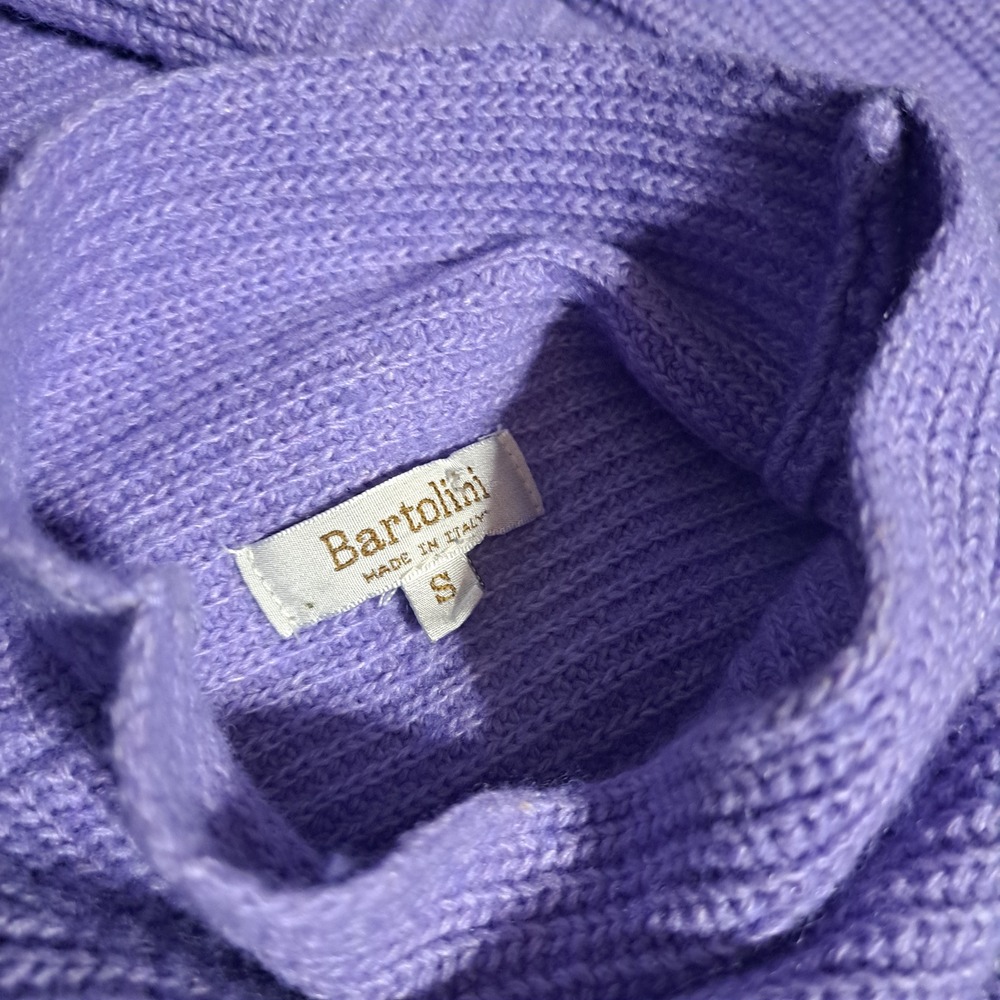 Bartolini SMALL Wool Cashmere Turtleneck‎ Sweater Purple Ribbed Made in Italy - Picture 3 of 8